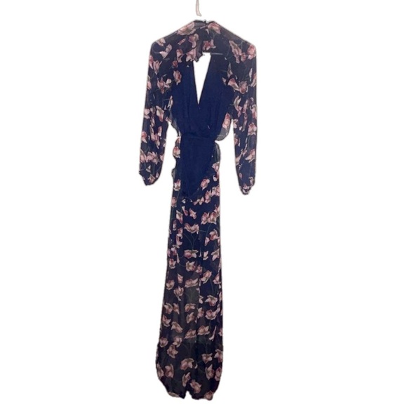 Misguided Open Back Sheer Floral Dress Size 6 - Picture 4 of 8